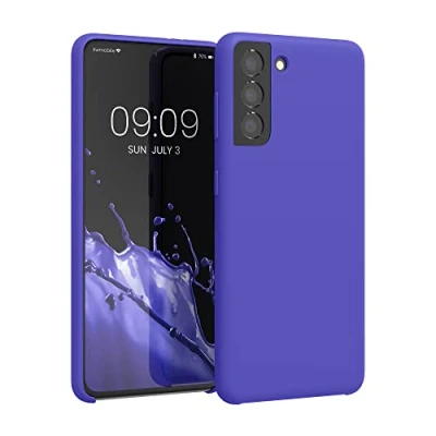 Abbildung von kwmobile Hülle kompatibel mit Samsung Galaxy S21 Silikon Handy Case Handyhülle weiche Oberfläche kabelloses Laden Blauviolett