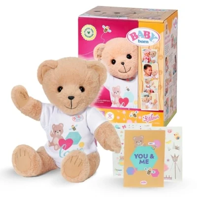 Abbildung von BABY born Bär, Teddy Kuscheltier mit weißem Strampler und beweglichen Armen Beinen, 835388 Zapf Creation, Weiß