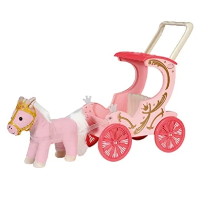 Abbildung von Baby Annabell Little Sweet Kutsche und Pony, 2 in 1 Puppenwagen mit Plüschpony, Lichteffekten abnehmbarem Schiebegriff, 707210 Zapf Creation