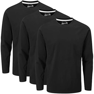 Abbildung von Charles Wilson 3er Pack Langarm T Shirt Mit Rundhalsausschnitt (M, Black (0822))