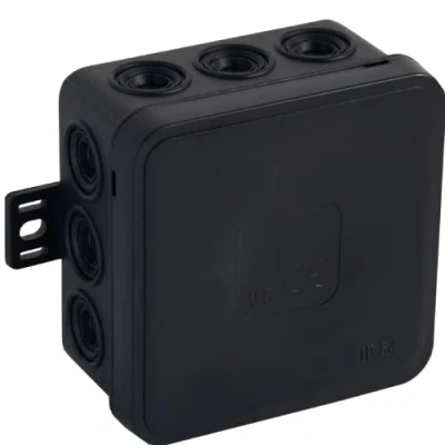 Abbildung von ORNO JB 13802 Abzweigdose Aufputz IP54 12 Kabeleinführungen 75x75x41mm 1 Stk. (Schwarz)