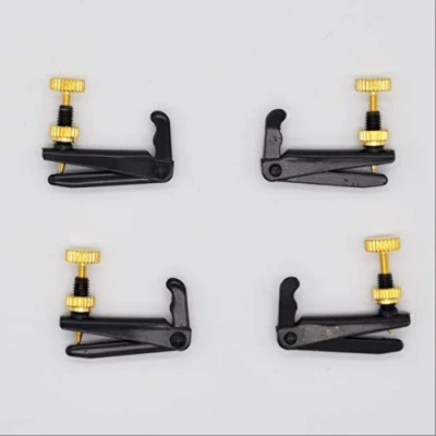 Abbildung von 4 Soundman® Feinstimmer 4/4 sowie 3/4 Geige, Violin Metall Saitenfeinstimmer, Set à Stück Traditionelles Design (Farbe: Schwarz)