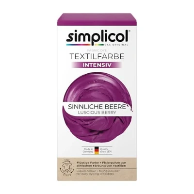 Abbildung von simplicol Textilfarbe intensiv Sinnliche Beere Einfaches Färben in der Waschmaschine Flüssige Farbe &amp; Fixierpulver 1er Pack