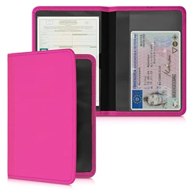 Abbildung von kwmobile Fahrzeugschein Hülle mit Kartenfächern Neopren Etui Tasche für Auto Zulassungsbescheinigung Führerschein Pink