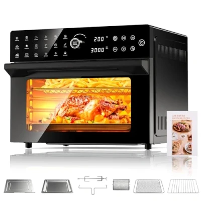 Abbildung von 30L Heißluftfritteuse XXL Minibackofen mit LED Touchscreen, Umluft 20 Programmen und Zwei Kochmodi, 1800W Heissluftfritteuse Air Fryer Oven ohne Öl, 8h Timer, Rezeptbuch,7 Anhänge