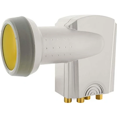 Abbildung von SCHWAIGER 395 Quattro LNB Low Noise Blockconverter Sun Protect digital hitzebeständig Kappe Satellitenschüssel Zubehör für Multischalter Wetterschutz vergoldete Kontakte hellgrau