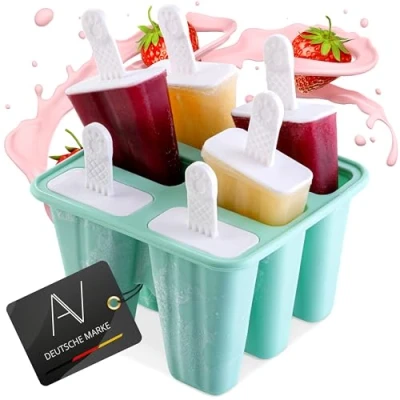 Abbildung von AVANA Eisformen aus Silikon 6 Stück Eis am Stiel Formen Wiederverwendbar Eiscreme Halter Wassereis Eislutscher für Kinder und Erwachsene BPA Frei Türkis
