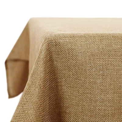 Abbildung von Deconovo Leinenoptik Tischdecke Wasserabweisend Lotuseffekt Tischtuch, 140x240 cm, Ockerbraun, 1 Stück