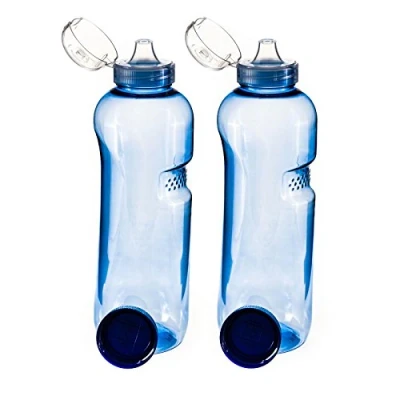 Abbildung von Greiner 2 x 1 Liter Tritan Wasserflasche mit Klappdeckeln für Sport.