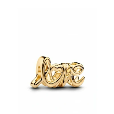 Abbildung von PANDORA Moments Handgeschriebene Liebe Charm aus Sterling Silber mit vergoldeter Metalllegierung, Kompatibel Armbänder, 763055C00