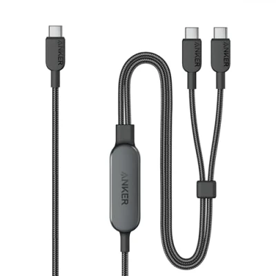 Abbildung von Anker USB C auf Kabel, 140W Max 2 in 1 Kabel 1,2m, für iPhone 16/16 Pro/16 Pro Max/16 Plus/15 Serie, Galaxy S24/S23, MacBook Air/Pro, Lenovo, HP, iPad, und mehr (USB 2.0, Flecht Design)