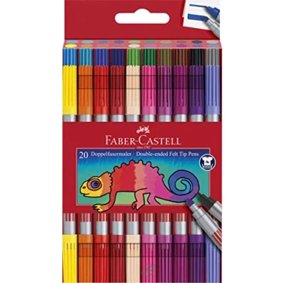 Abbildung von FABER CASTELL 151119 Filzstifte Set 20 teilig, Doppelfasermaler für Kinder und Erwachsene
