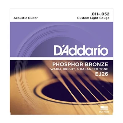 Abbildung von D&#039;Addario Gitarrensaiten Westerngitarre Akustikgitarre Acoustic Guitar Strings EJ26 Custom Light, 11 52 1 Stück