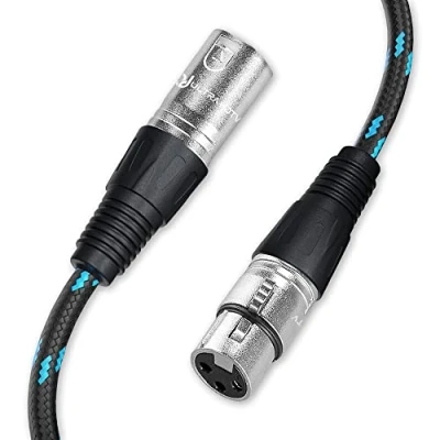 Abbildung von Ultra HDTV 5m XLR HiFi Audio Kabel Stecker auf Buchse Robuste Metallstecker mit Einrast Mechanik &amp; Knickschutz Premium Nylonmantel Ideal für Mikrofone, Mischpulte, Interfaces