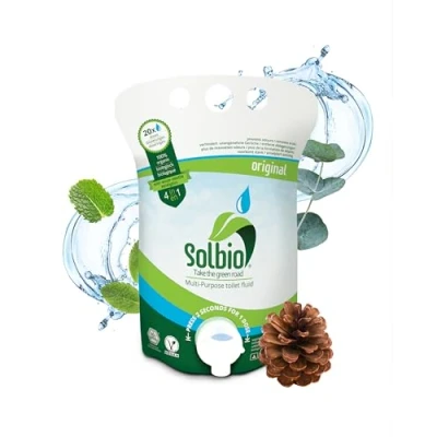 Abbildung von Solbio Original Sanitärflüssigkeit für Campingtoilette 0,8l 100% Bio &amp; Vegan Biologisch abbaubarer Sanitärzusatz mit Duft von Eukalyptus, Kiefer und Minze