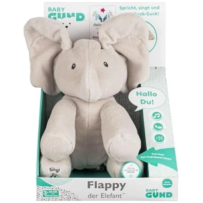 Abbildung von GUND Flappy, der singende und sprechende Elefant spielt Guck mit den Ohren deutsch, ca. 30 cm, ab 10 Monaten