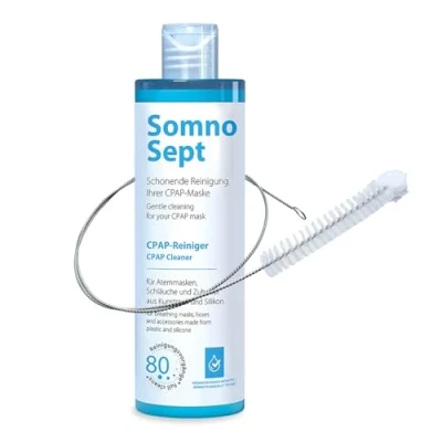 Abbildung von SomnoSept CPAP Reinigungspaket 1x Reiniger 400 ml und oxyhero brush Edelstahl Schlauchbürste 120 cm, 15 mm Durchmesser Gründliche Reinigung von Maske Schlauch