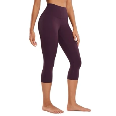 Abbildung von CRZ Yoga Butterluxe Damen High Waist 3/4 Leggings Capri Blickdicht Sport Fitness Sommer Sporthose 48cm Dunkellila 38