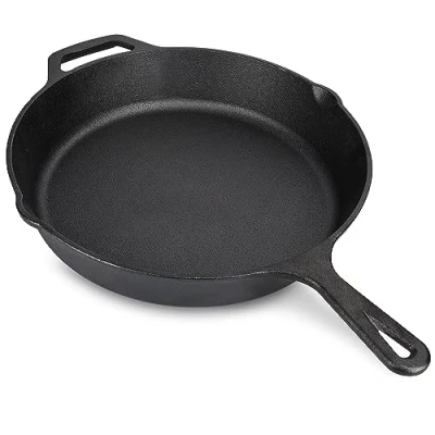 Abbildung von Navaris Gusseisenpfanne Eisenpfanne Bratpfanne aus Gusseisen Ø 25cm Gusspfanne rund gusseiserne Pfanne Grillpfanne für Herd Backofen Grill