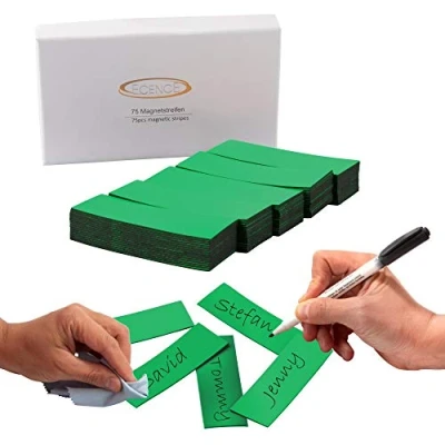 Abbildung von ECENCE 75 Magnetstreifen beschreibbar 60x20mm Grün zuschneidbare Haftstreifen abwischbare Magnetschilder Magnet Etiketten für Whiteboards, Kühlschränke, Magnettafeln