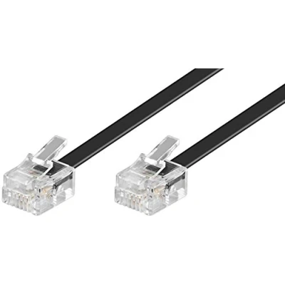 Abbildung von Goobay 50319 Modularanschlusskabel, Telefonkabel, RJ11 Stecker (6P4C) auf (6P4C), schwarz, 10m