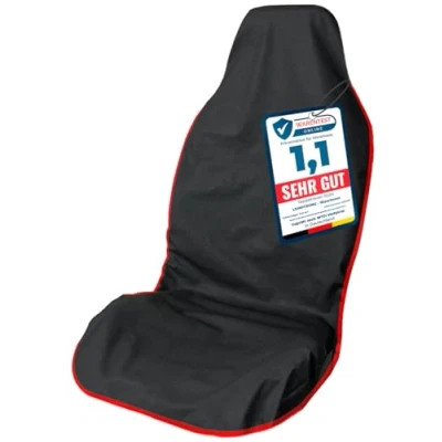 Abbildung von LIONSTRONG® Autositzschoner Vordersitz universell kompatibel [WASSERDICHT] Autositzbezüge Vordersitze Sitzschoner Sitzbezüge Auto Autositz Sitzschutz Werkstattschoner (Polyester Rot)