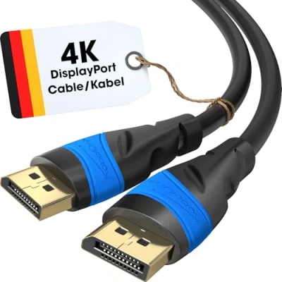 Abbildung von KabelDirekt 4K DisplayPort Kabel 10 m DP Kabel, in Deutschland entwickelt Erhältlich 0,5 (Display Port Monitor für PC/Laptop, 4K@60Hz, Gaming bei 144Hz, Dolby Audio, schwarz)