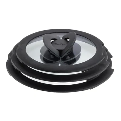 Abbildung von Tefal Ingenio Glasdeckel 3 tlg. Set 16/18/20 cm mit Klappgriffen, kompatibel Topf und Pfannensets, stapelbar, platzsparendes Design, spülmaschinengeeignet, beschleunigt Garzeit, L98491