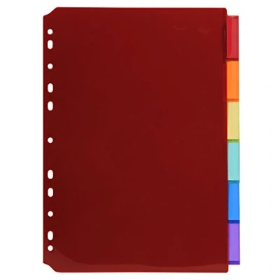 Abbildung von Exacompta 3906E Premium Register für DIN A4 aus langlebigem Kunststoff 6 teilig volle Höhe 21 x 29,7 cm vollfarbig Farben mit Etikettenbogen zum Beschriften Trennblätter