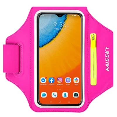 Abbildung von Sportarmband Handy mit KopfhörerTasche,Schweißfest Handytasche Joggen Armtasche Kompatibel iPhone 15/14/13/12/11/11 Pro Max Huawei P40 Pro/Samsung Galaxy S20/S10 für Laufen,Joggen Bis Zu 6.9&quot;