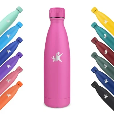 Abbildung von KollyKolla Thermosflasche 500ml, Thermoskanne BPA frei, Trinkflasche Edelstahl Kinder, Kohlensaeure Geeignet, Wasserflasche Auslaufsicher, Isolierflasche für Schule, Büro, Sport, Outdoor Magenta