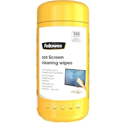 Abbildung von Fellowes 100 Bildschirm und Tastatur Wischtücher für Zuhause Büro Monitor/Laptop/iPad/Mobiltelefon/Tablet Reinigungstücher Einzelpackung Multi
