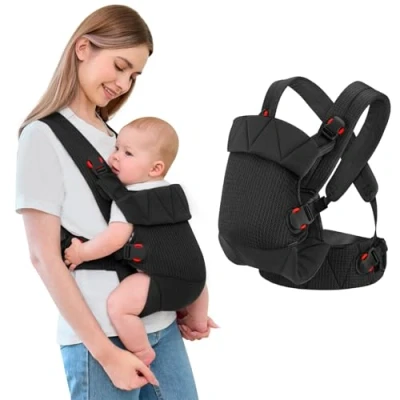 Abbildung von IULONEE Babytrage für Neugeborene Ergonomic Baby Carrier Tragbar Vorne nach hinten tragen Babyhalter Trage Babys Kleinkinder Schwarz
