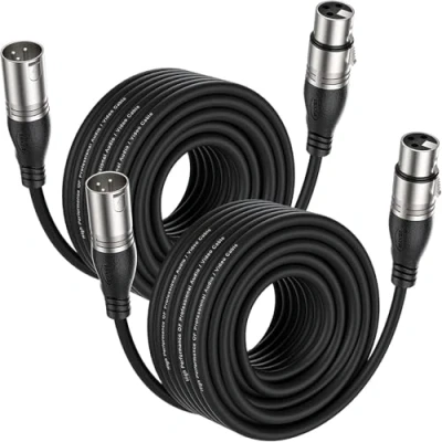 Abbildung von EBXYA XLR Kabel DMX 15.3 m/50 ft 2er Pack Mikrofon Patchkabel 3 poliges symmetrisches mit Stecker auf Buchse
