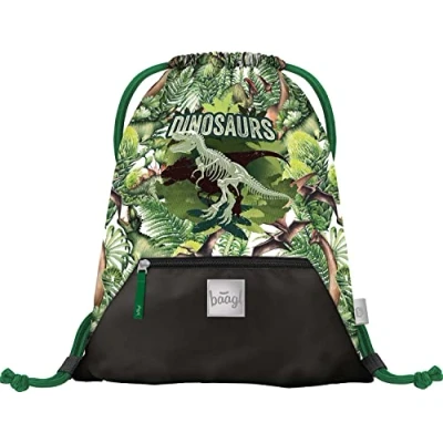 Abbildung von Baagl Turnbeutel für Jungen, Wasserdichte Schuhbeutel Kinder, Schule und Kindergarten Sportbeutel, Sportsack (Dinosaurus)