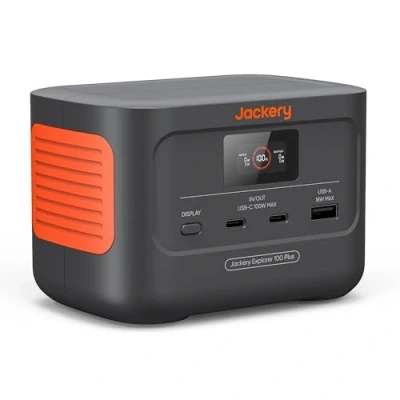 Abbildung von Jackery Explorer 100 Plus Tragbare Powerstation, 99Wh LiFePO4 Akku Schnellladung, 3 Port 128W TragBack up für Reise Notfall