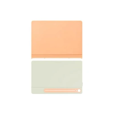 Abbildung von Samsung Smart Book Cover EF BX710 für das Galaxy Tab S9, S9 FE, Zweiteiliges Tablet Cover, Hülle, schlank, stilvoller Schutz, praktische Aufstellmöglichkeiten, S Pen Aufbewahrung, Orange