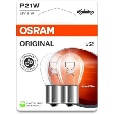Abbildung von Osram ORIGINAL LINE 12V, Lampen mit Metallsockeln, P21W, Doppelblister, 2 Lampen, white