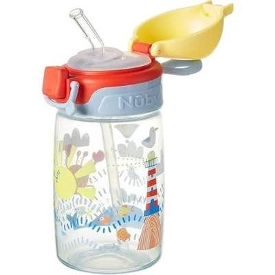 Abbildung von Nuby optimal Straw Trinkflasche — Aktiver Schnabelbecher für Kleinkinder, 360 ml, Tragegriff, spülmaschinenfest, geeigneter Becher Kinder ab 12 Monaten