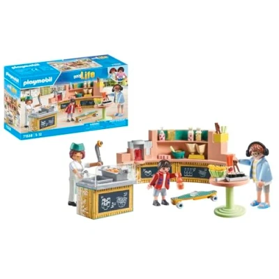 Abbildung von PLAYMOBIL MyLife 71538 Food Lounge, köstliche Mahlzeiten und Snacks im Restaurant, inklusive Pommes, Sushi vielem mehr, detailreiches Spielzeug für Kinder ab 5 Jahren