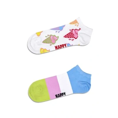 Abbildung von Happy Socks 2er Pack niedrige Socken, gestreifte bunte Baumwolle Sommersocken, lustig Geschenkbox für Damen und Herren