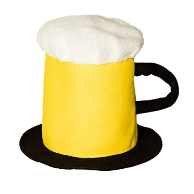 Abbildung von Boland 98996 Hut Bierkrug, Plüsch Mütze, mit Henkel, Volksfest, Kostüm, Karneval, Themenparty, Mottoparty, JGA, Gelb