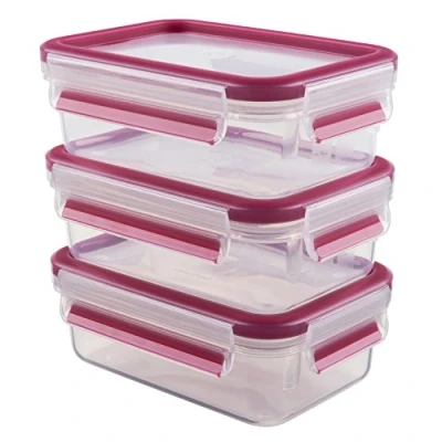 Abbildung von Emsa 515582 Food Clip &amp; Close 3 tlg Set Plastik Transparent / Pink 0,55 Liter