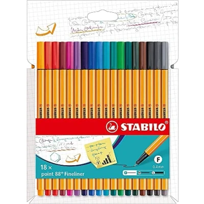 Abbildung von Fineliner STABILO point 88 18er Pack mit 18 verschiedenen Farben