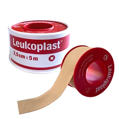 Abbildung von Leukoplast Tape 2,5 cm x 5 m Pflaster Rolle Fixierpflaster mit Schutzring Sensitiv starker Klebekraft Ideales Verbandspflaster Für Praxis, Klinik, Hausapotheke