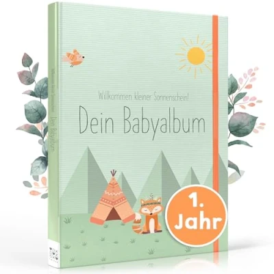 Abbildung von TWIVEE Mein erstes Jahr Babyalbum Mädchen und Jungen Mit Pädagogen entwickelt Erinnerungsbuch Baby Babytagebuch Babybuch zum Eintragen Album
