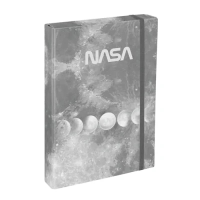 Abbildung von Baagl Heftbox für Schulranzen Heftmappe A4 JUMBO Kinder mit Gummiband und Innenklappen Sammelmappe, Sammelbox Gummizug Jungen (NASA Grey)