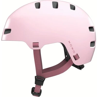 Abbildung von ABUS Fahrradhelm XOXO Cityhelm im Skater Look Helm für Skateboard, Fahrrad, Scooter mit optimiertem Kinnpolster Jugendliche und Erwachsene Größe L, Rosa