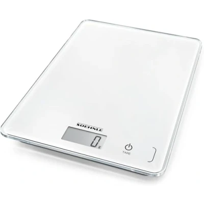 Abbildung von Soehnle Küchenwaage Page Compact 300 weiß, digitale bis zu 5 kg Tragkraft, Waage mit leicht ablesbarer LCD Anzeige, Digitalwaage Zuwiegefunktion