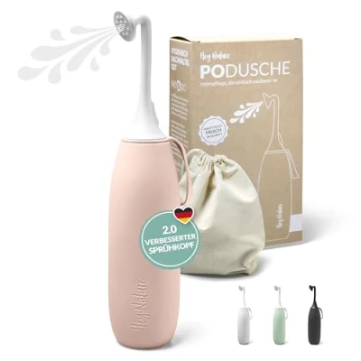Abbildung von Hey Nature Po Dusche rosa, mobiles Bidet für eine sanfte, hygienische Reinigung des Intimbereichs. Podusche Hilfe im Wochenbett, bei Hämorrhoiden &amp; als Alternative zu feuchtem Toilettenpapier